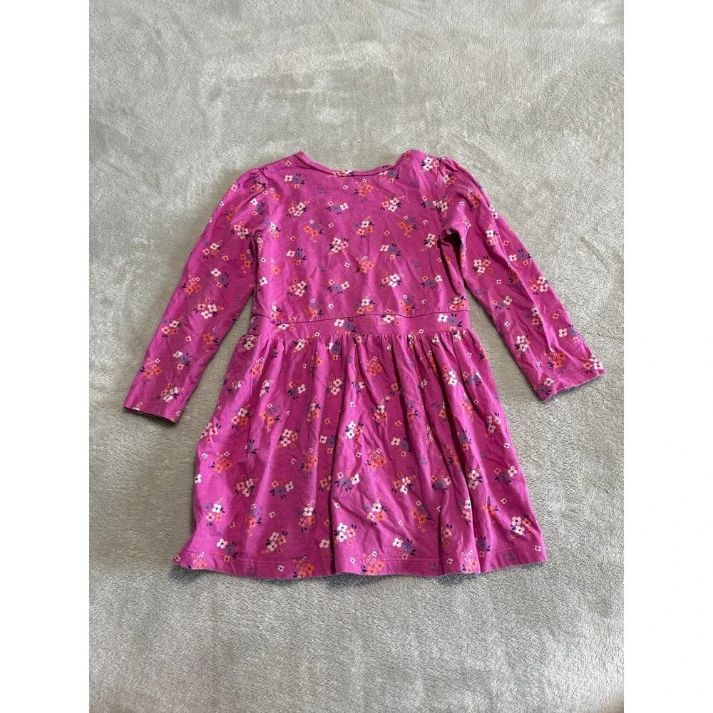 Girls pink floral long sleeve dress back to school playwear princess fall winter